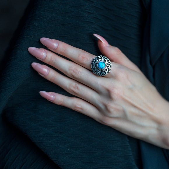 Stuffed Donuts ring “Allah Hafez” with Turquoise stone