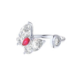 Crystal Butterfly Silver Ring