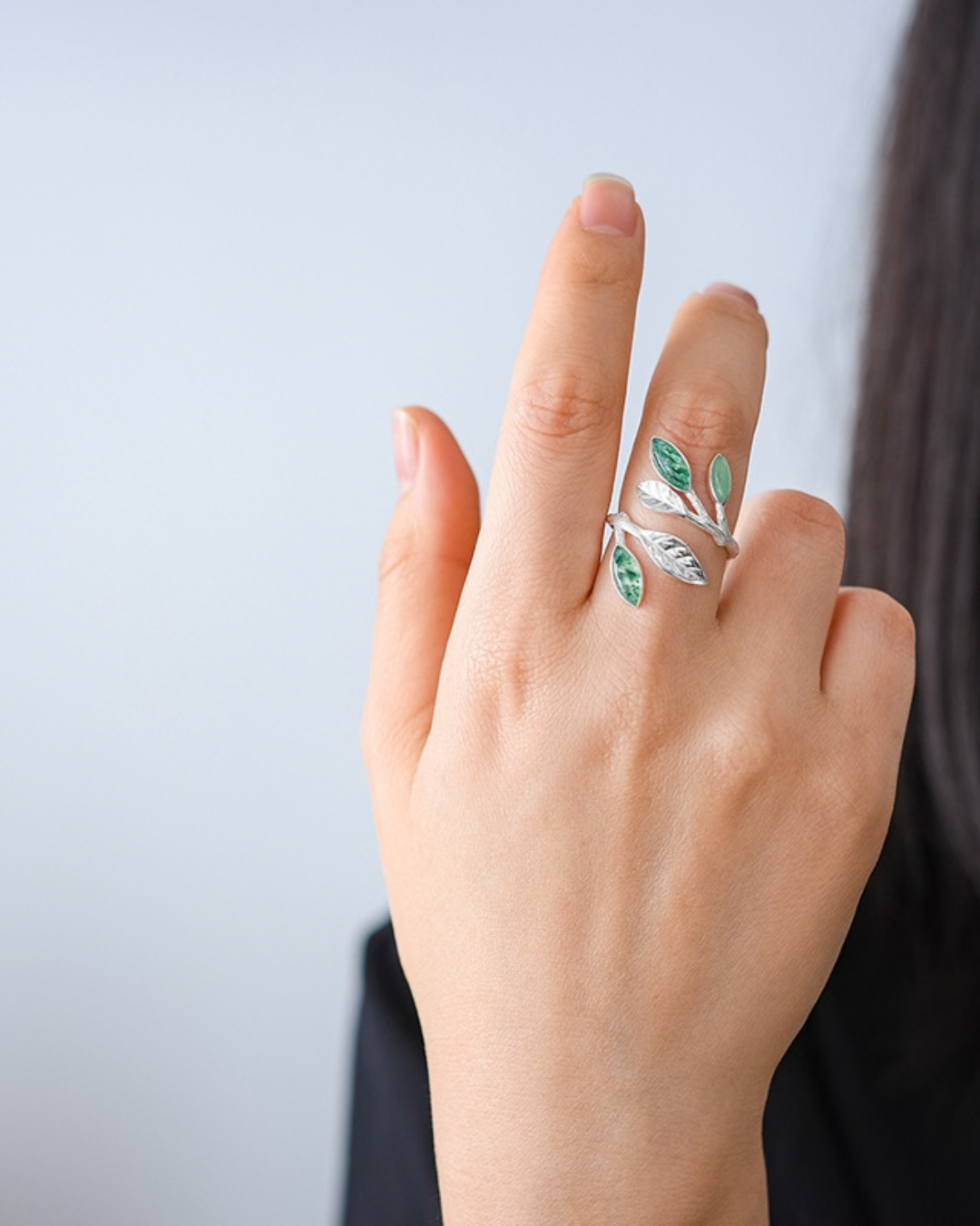 Aventurine Leaf Branch Ring 7408    ﺧﺎﺗﻢ
