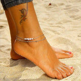 Double chain Anklet with 5 Pearls