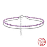 Double chain Anklet with Purple stones