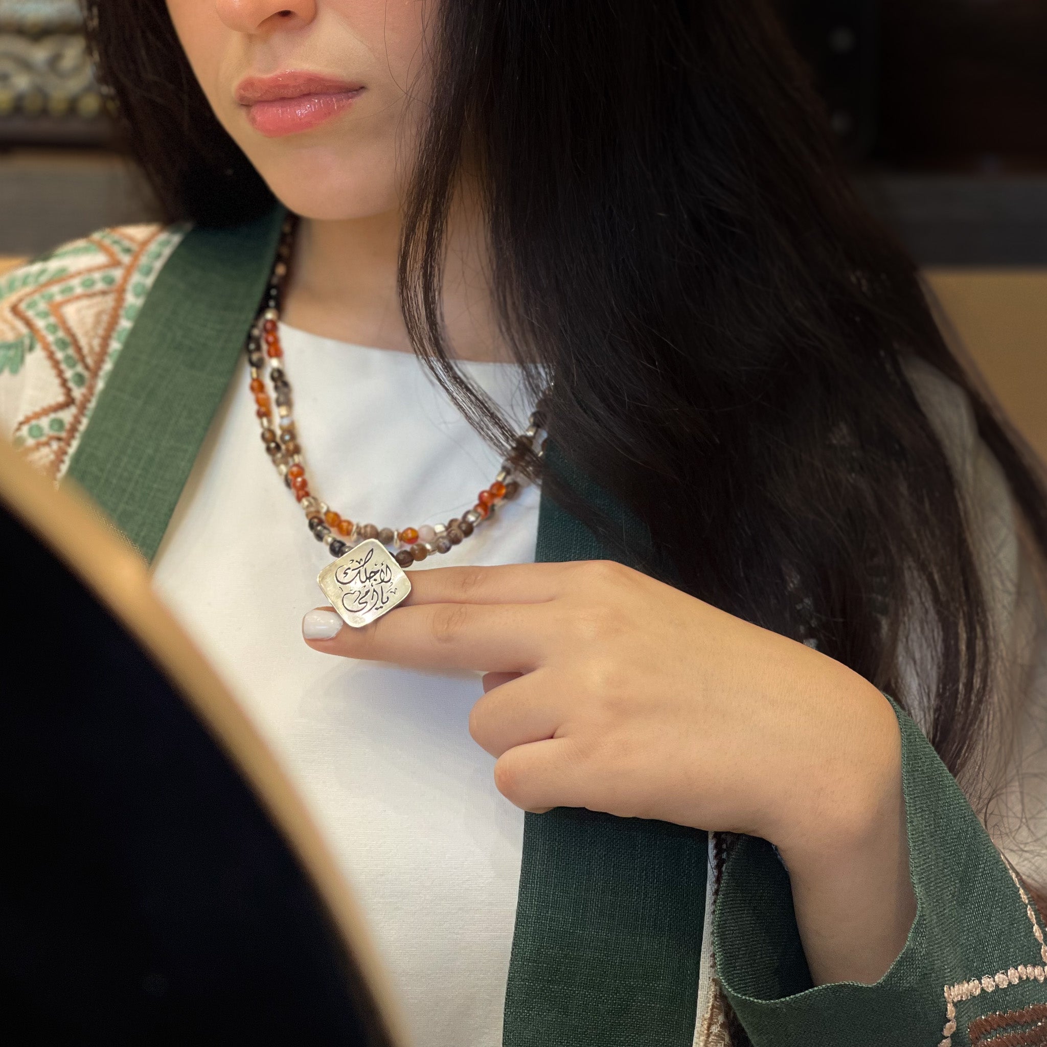 The Eternal Love Necklace - (Brown Stones )