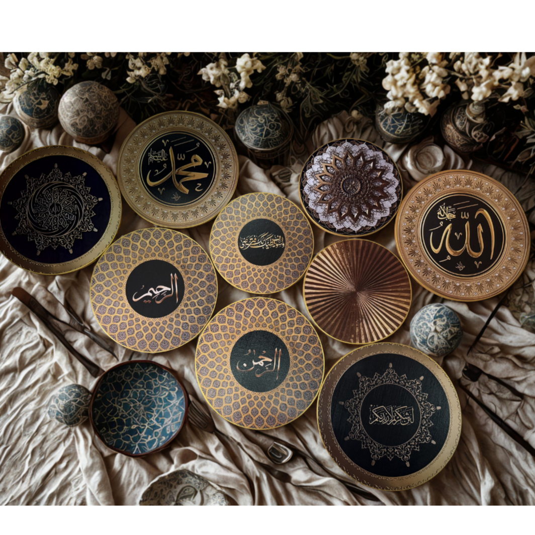 Wooden Hanging Plate F set of 9 HG00179
