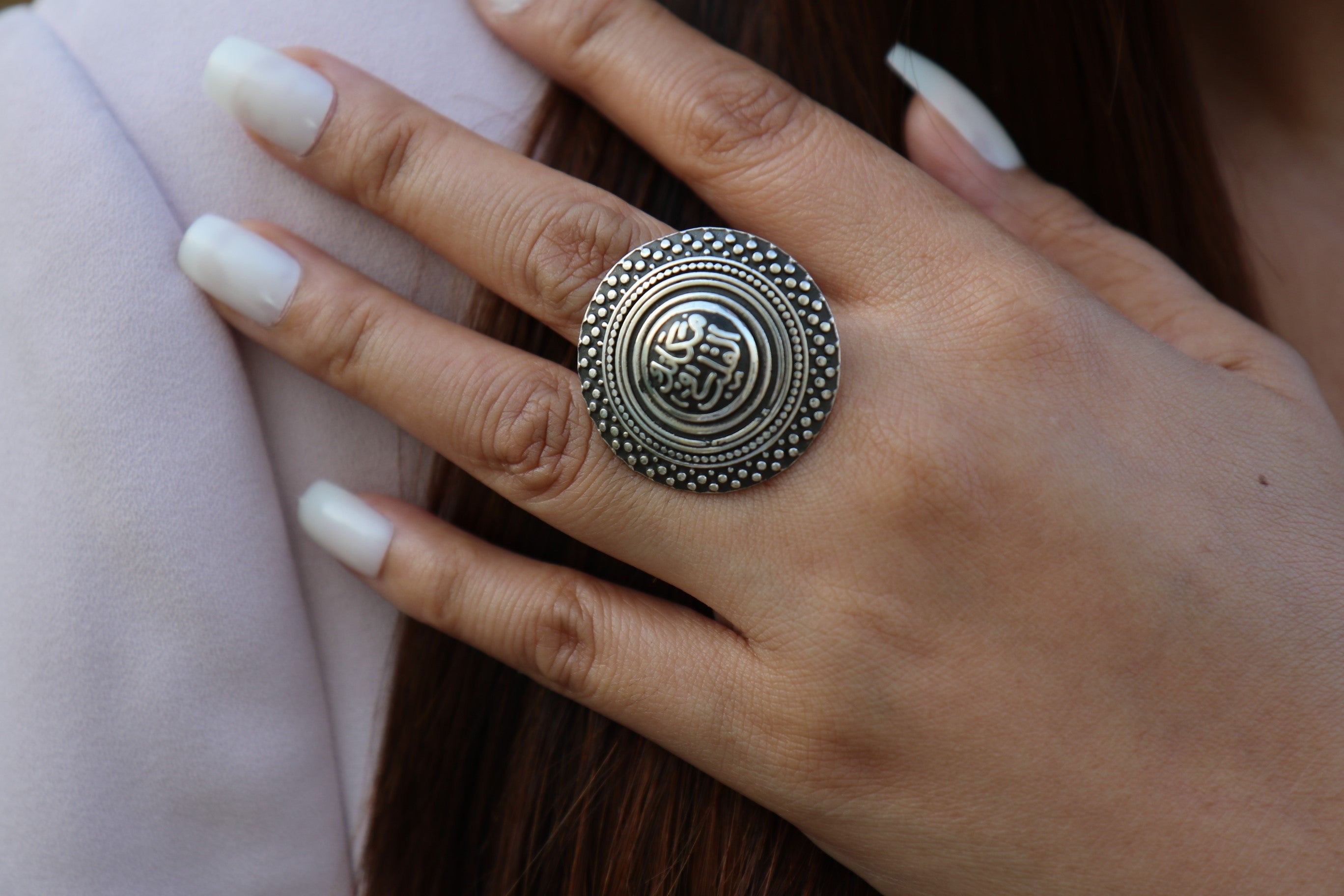 Round Silver Ring- "Your place in my heart" Large