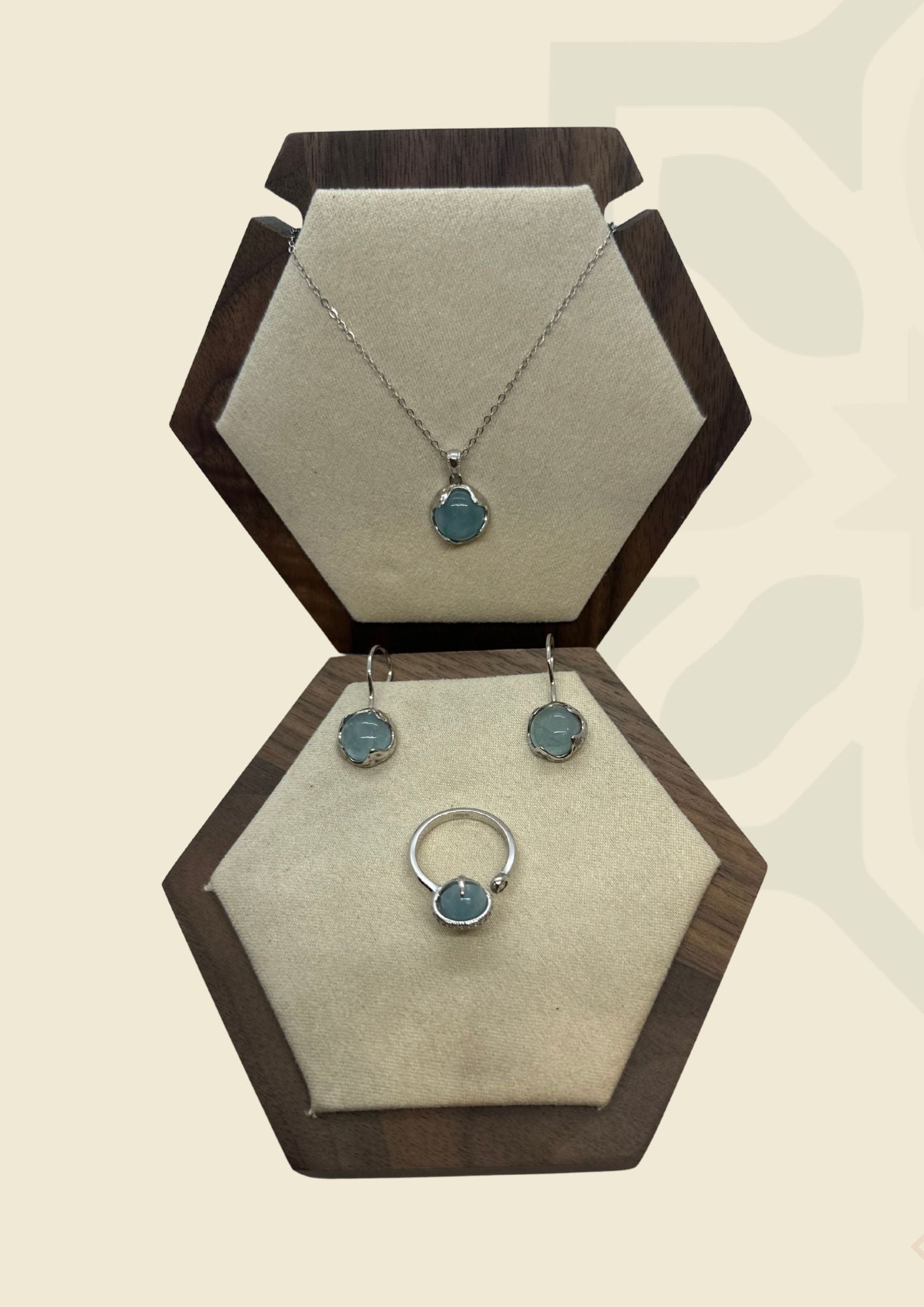 Elegant Silver Set of 3 Pcs with Turquoise Stone