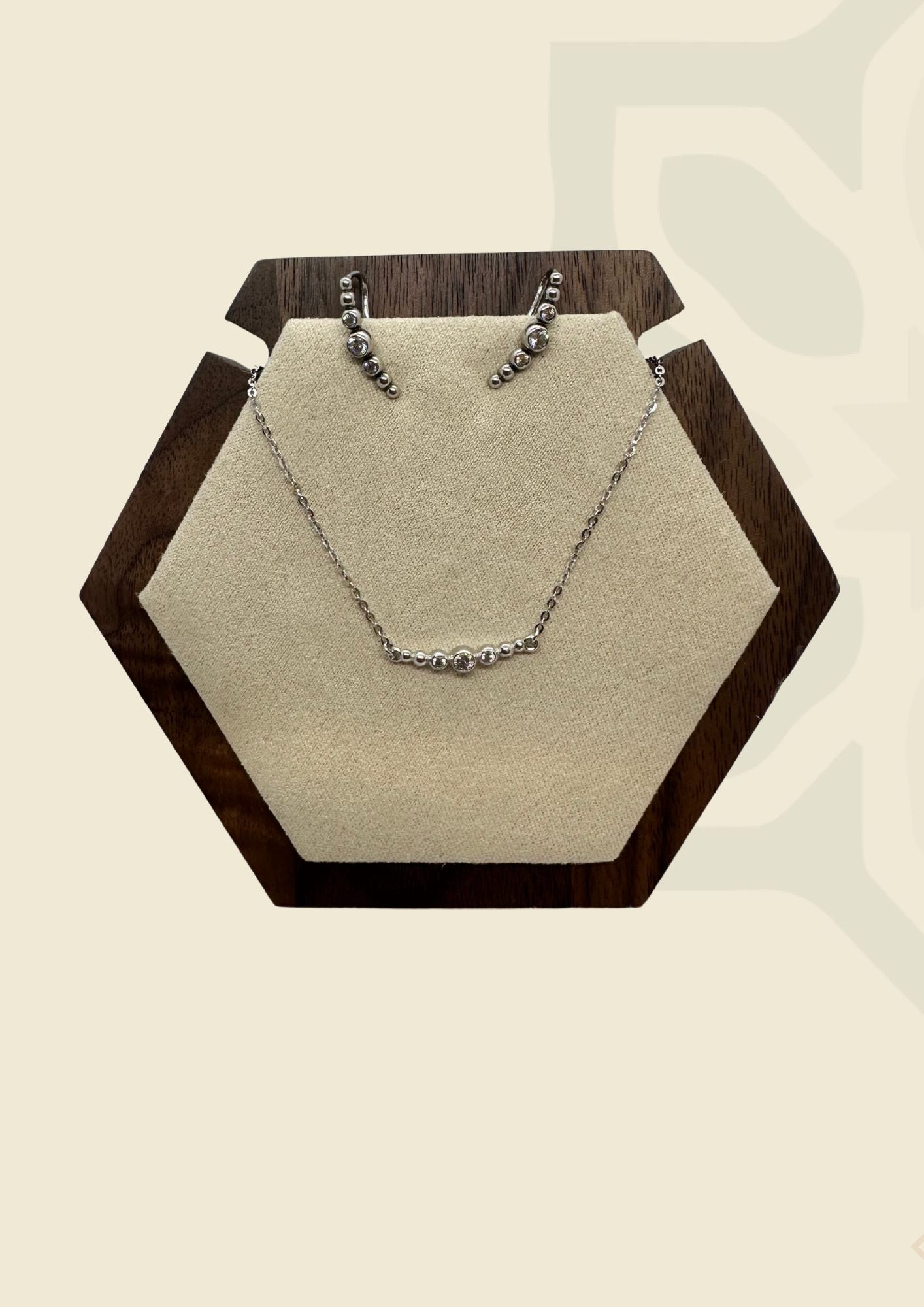 Trendy Silver Set of 2 Pcs with Zirconia Stone