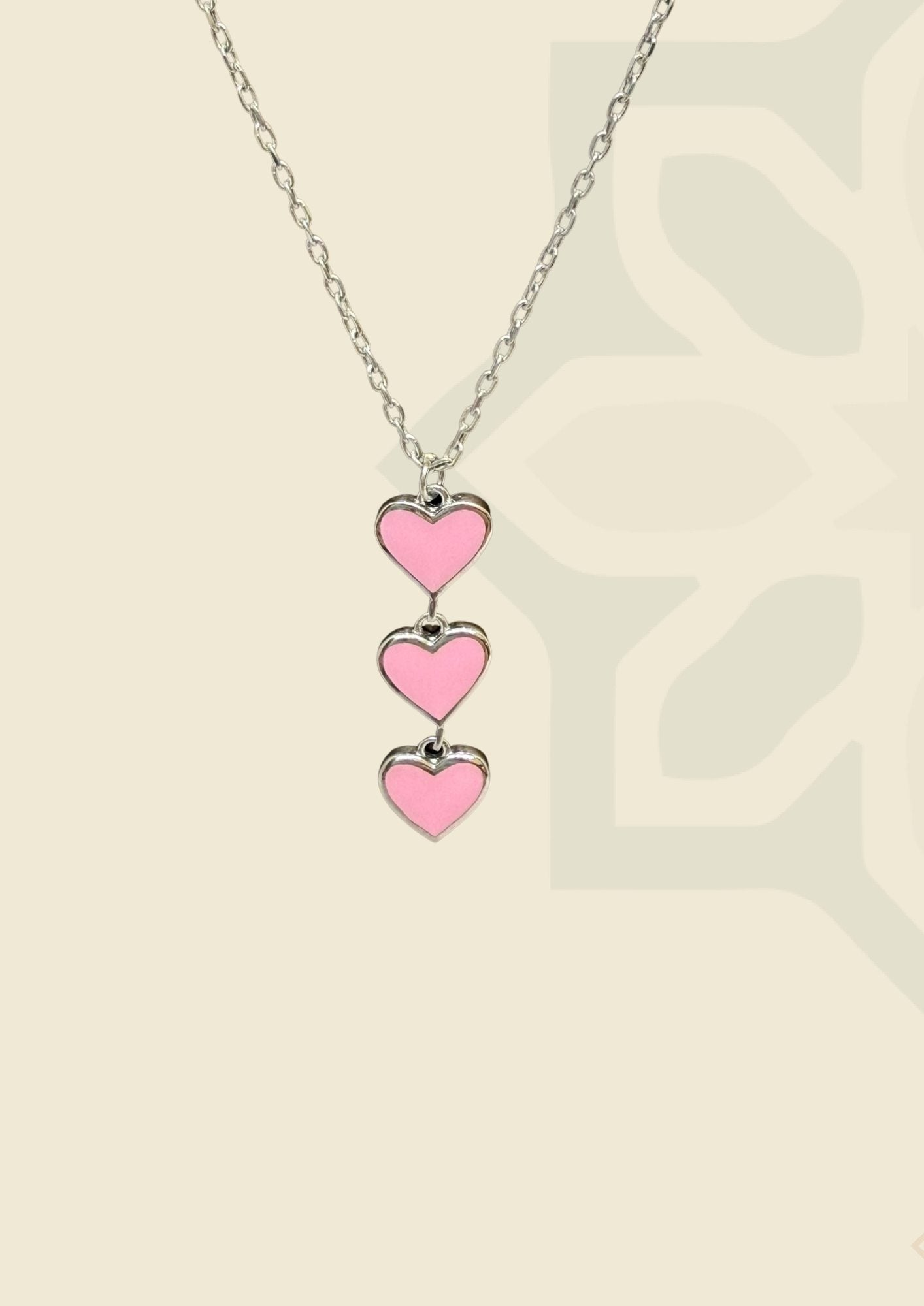 Three Heart Pink Necklace