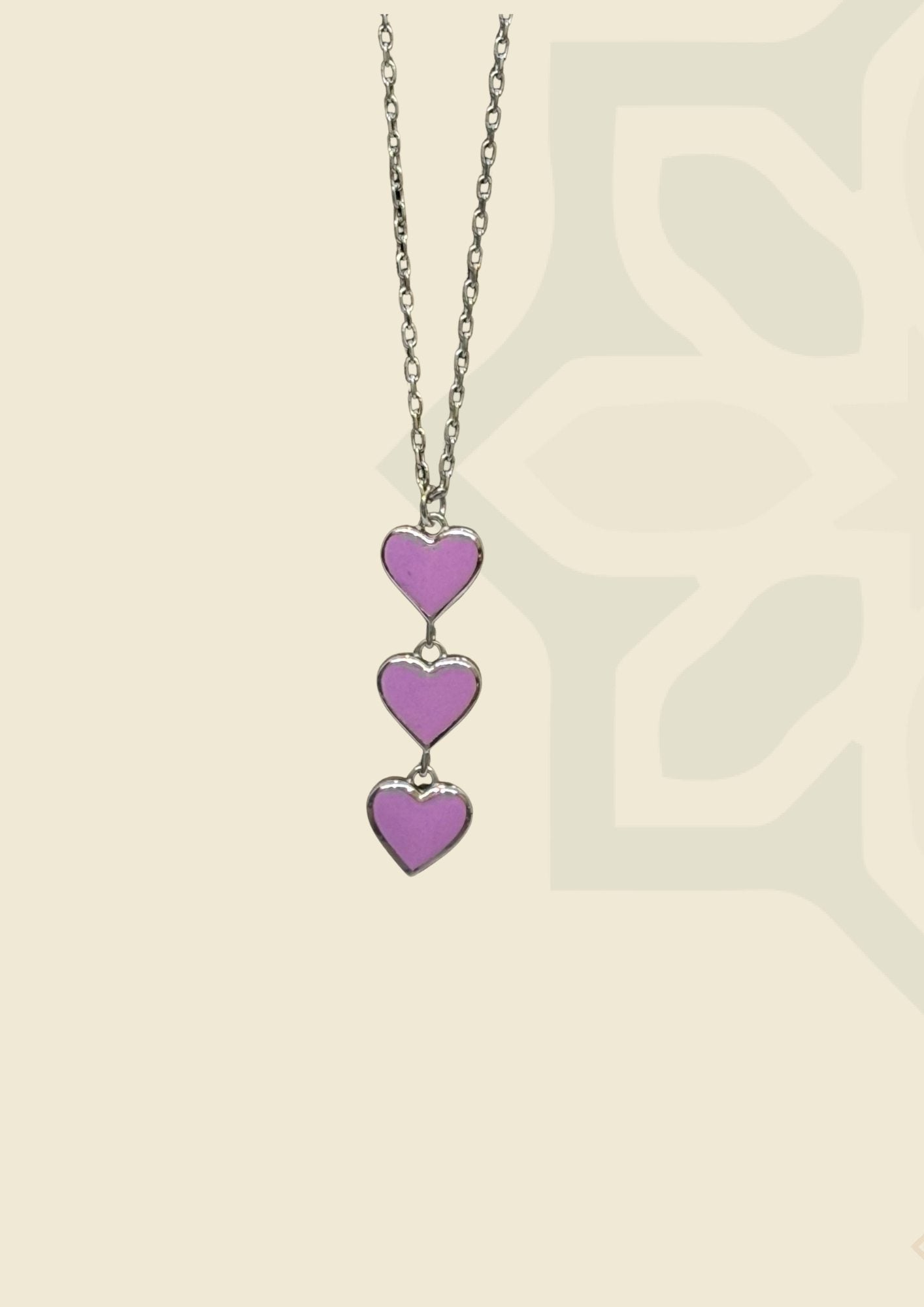 Three Heart Purple Necklace