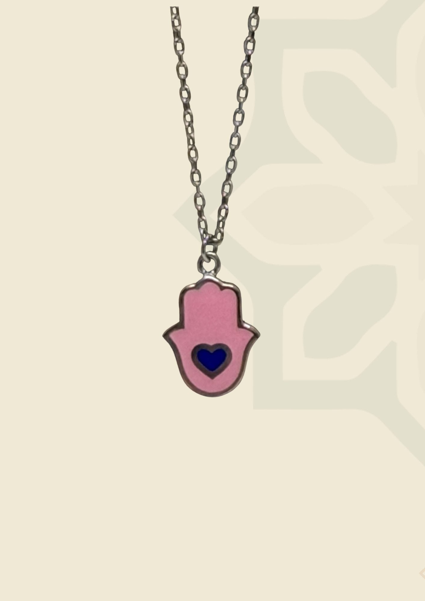 Hamsa Hand with Blue Heart Necklace