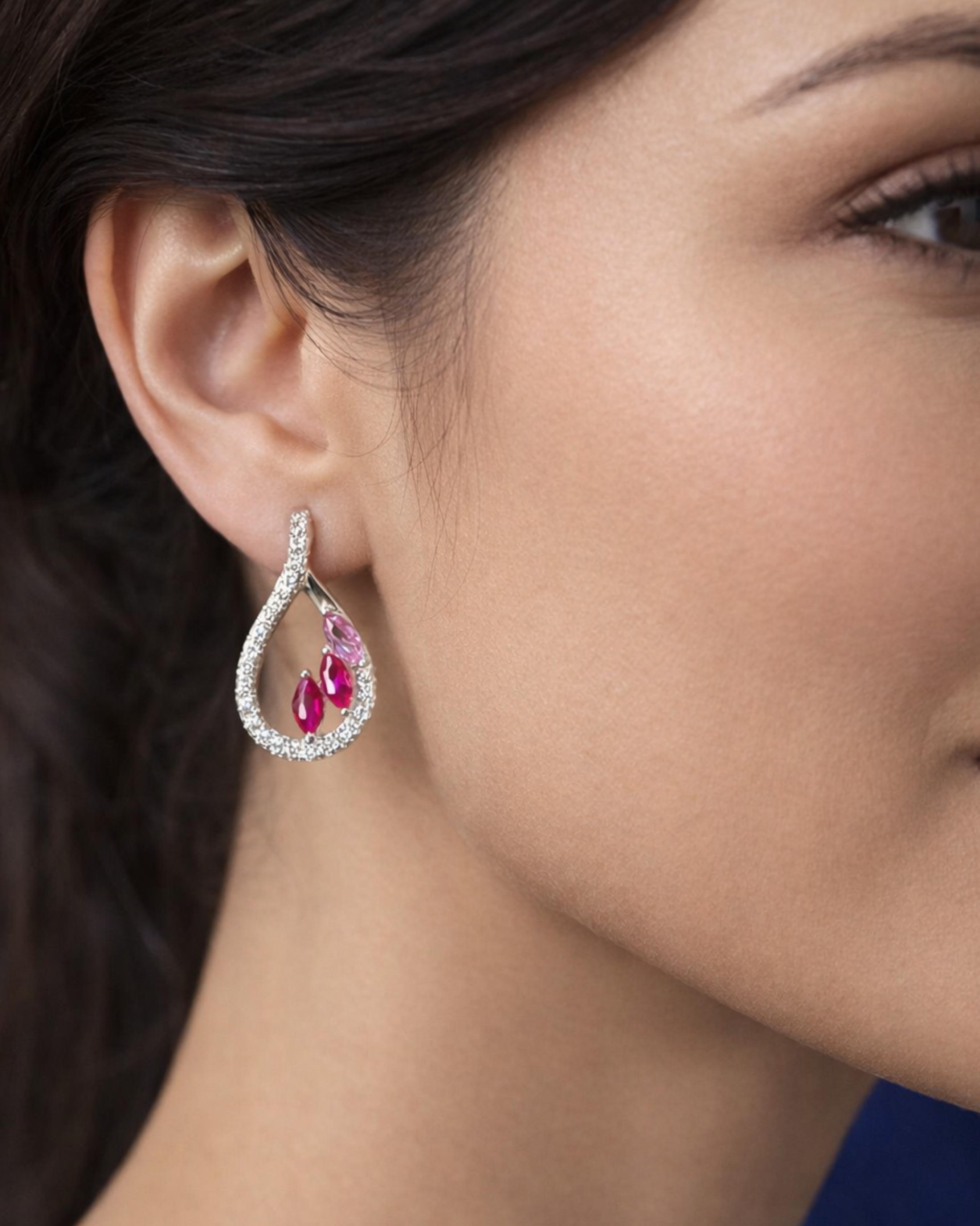 The Pink Petal Teardrop Earrings 4300