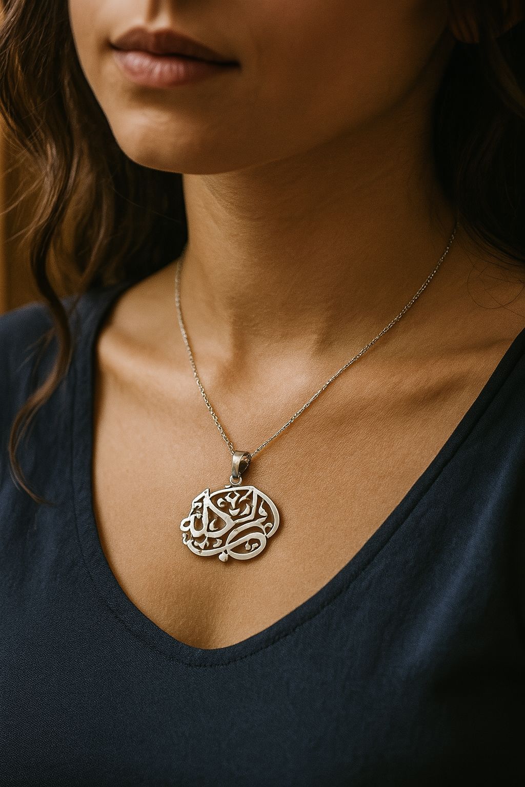 "All the Love" Silver Calligraphy Necklace