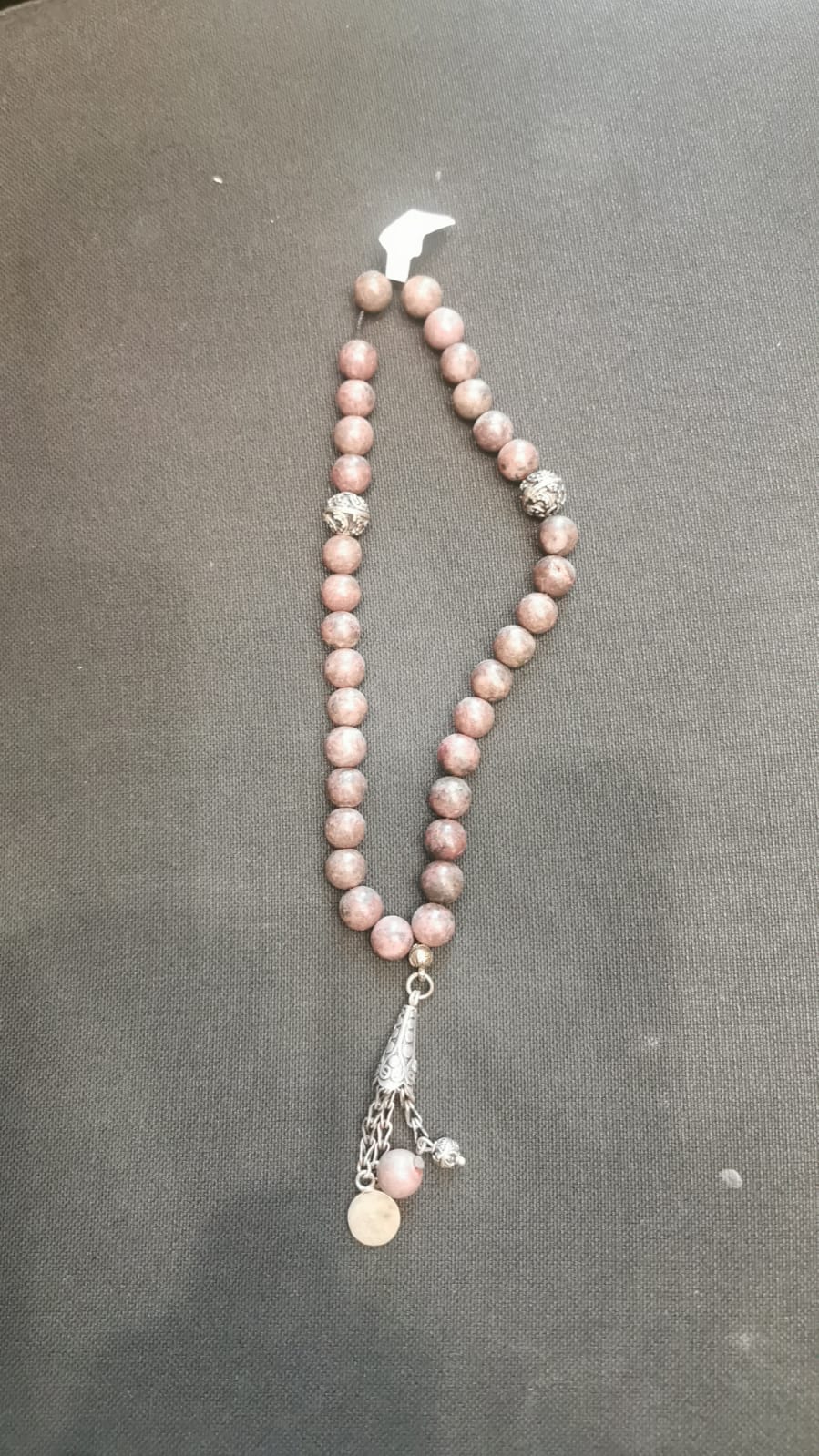 Sibha-Agate Tree Stone with Silver Connectors