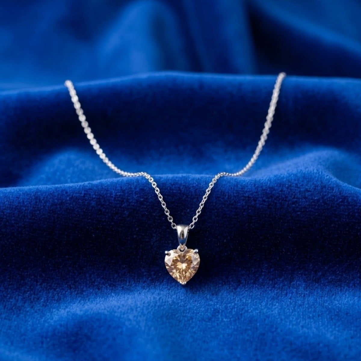 Champagne Heart Solitaire Necklace  6303