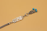 Arabic Silver Bracelet "Keep smiling" with turqouise  stones