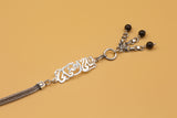 Arabic Silver Bracelet "Keep smiling" with black  stones