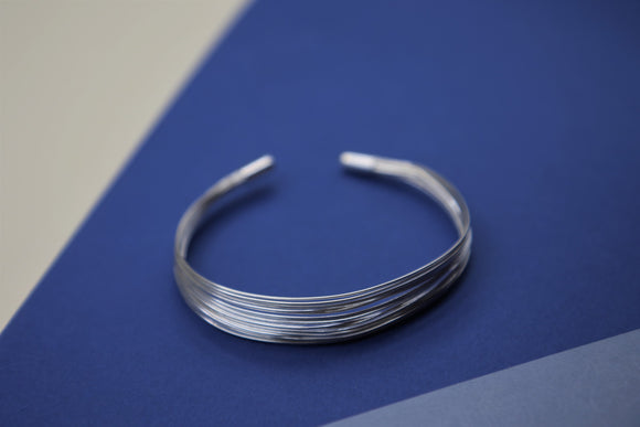 Arabic Silver Bangle - Lines