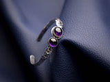 Rose and Leaves Bracelet with Purple Stone (Engraved)