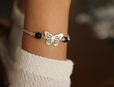 Butterfly Bracelet with Dark Brown Stone