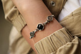 "Happiness" Bracelet with Black Stone