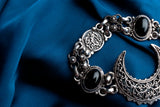 Crescent bracelet "rejoice, my heart" with black Stones