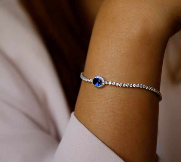 Silver Bracelet - Blue stone