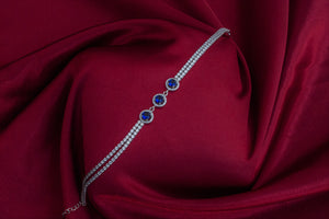 Silver Bracelet - Three blue stones