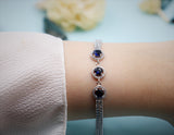 Silver Bracelet - Three blue stones