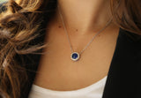 Silver necklace- Blue stone