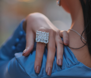 Squared spider's web Ring